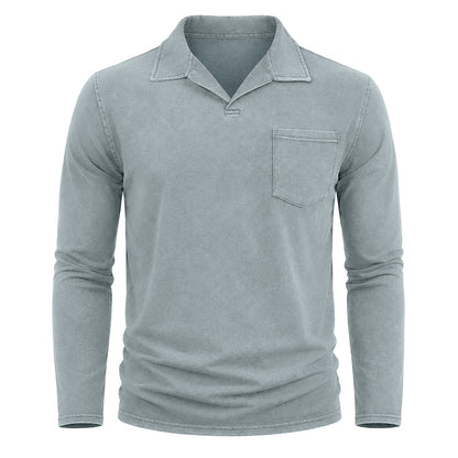 Vintage Washed Long Sleeve Polo Shirt