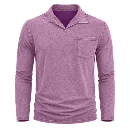 Vintage Washed Long Sleeve Polo Shirt