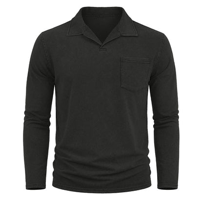 Vintage Washed Long Sleeve Polo Shirt