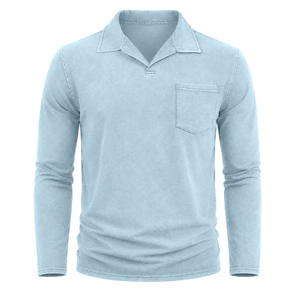 Vintage Washed Long Sleeve Polo Shirt