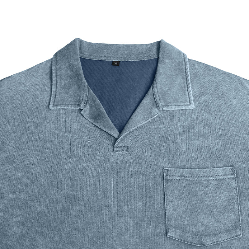 Vintage Washed Long Sleeve Polo Shirt